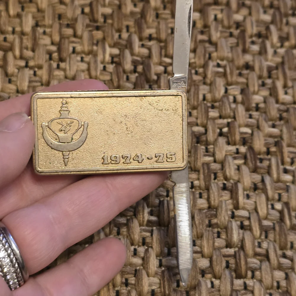 Vintage Moose Lodge Gold Money Clip with Nail File & Accessory
